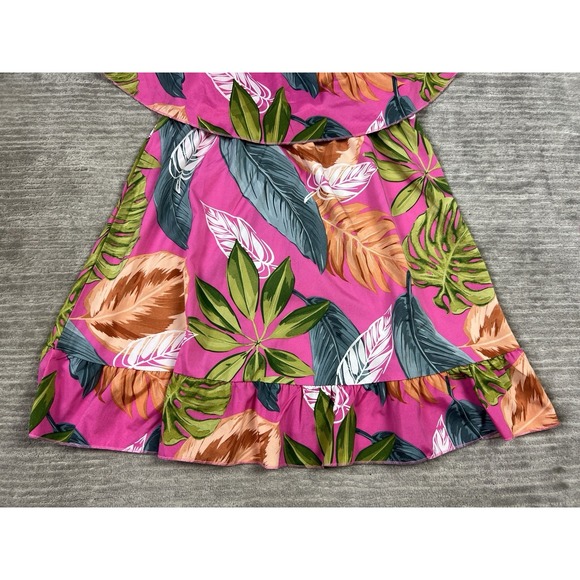 Shein Dress Womens XL Pink Tropical Floral Strapless Mini Polyester - Picture 3 of 13